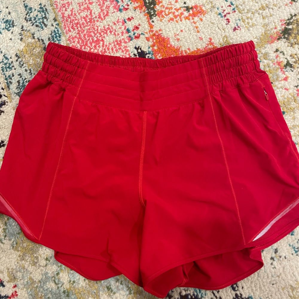 Red Lululemon Hotty Hot Shorts